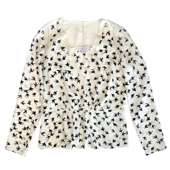 Cooper & Ella Sparrow Bird Print Peplum Top Size Small - Picture 1 of 12